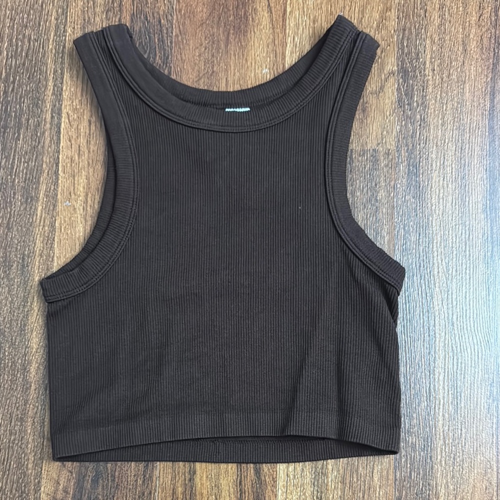 Women's Sleeveless Ribbed Top - Brown